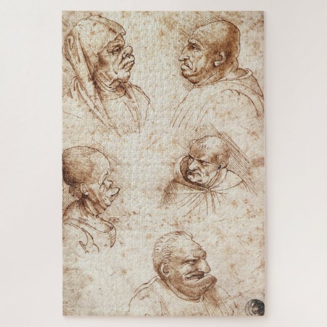 Fünf Karikaturenköpfe (c.1490): Leonardo da Vinci (Vertikal)