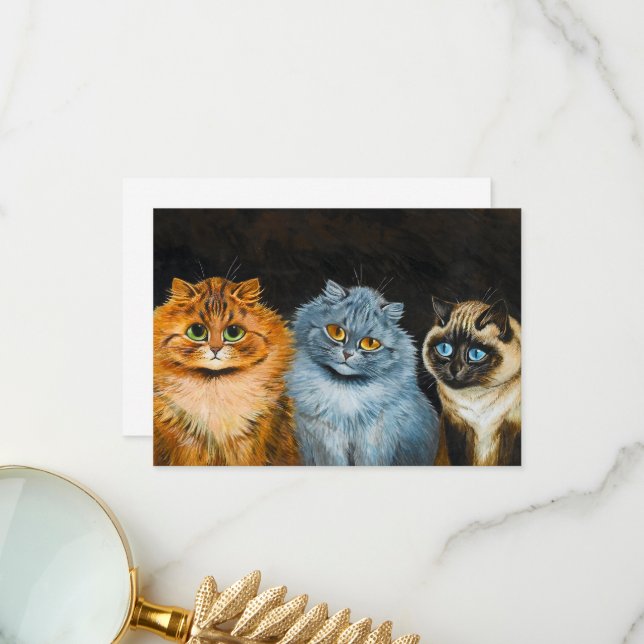 Fünf Katzen von Louis Wain Dankeskarte (Vorderseite/Rückseite Beispiel)