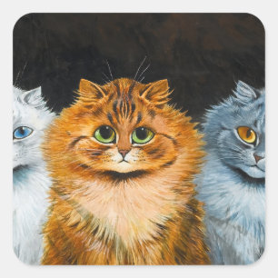 Fünf Katzen von Louis Wain Quadratischer Aufkleber