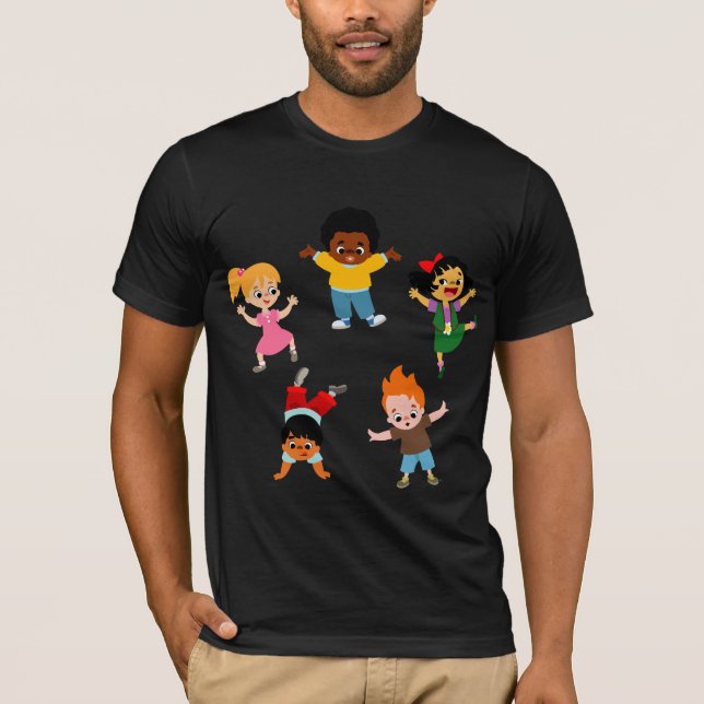 Fünf Kinder Cartoon T - Shirt (Vorderseite)