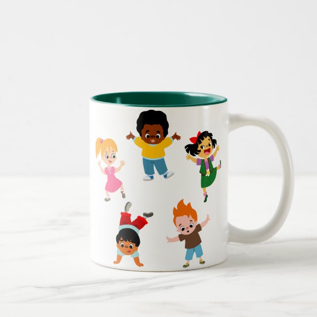 Fünf Kinder Cartoon Tasse (Rechts)