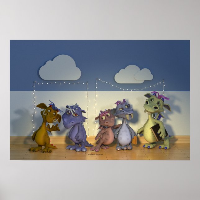 Fünf kleine Drachen Poster (Vorne)