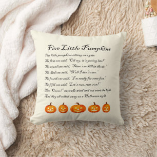 Fünf kleine Kürbis Halloween-Gedicht Kissen