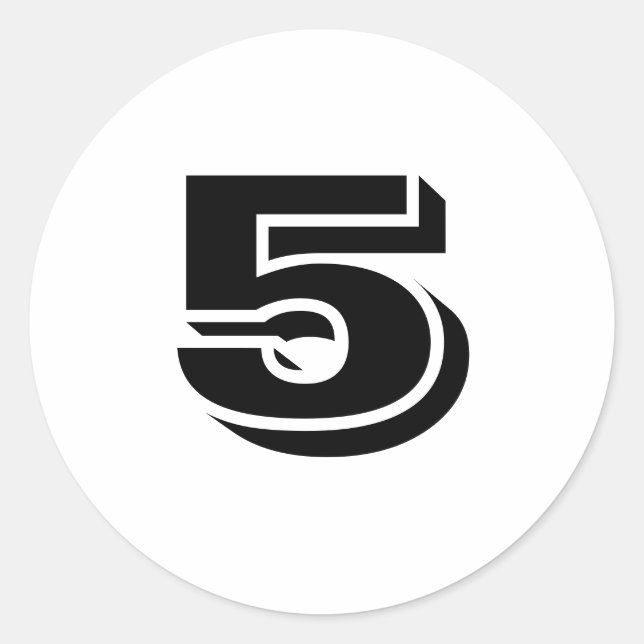 Fünf kleine runde White Number Stickers von Janz (Vorderseite)