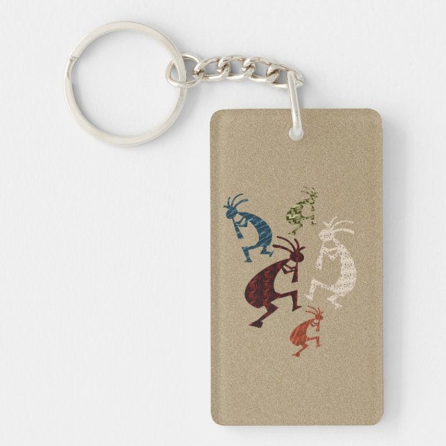 Fünf Kokopelli Schlüsselanhänger (Vorderseite)