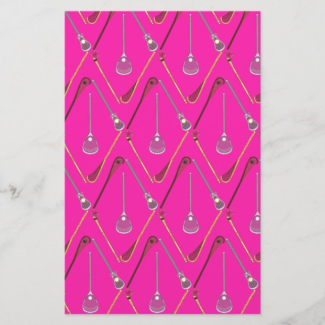 Fünf Lacrosse Sticks Pink Briefpapier (Vorderseite)
