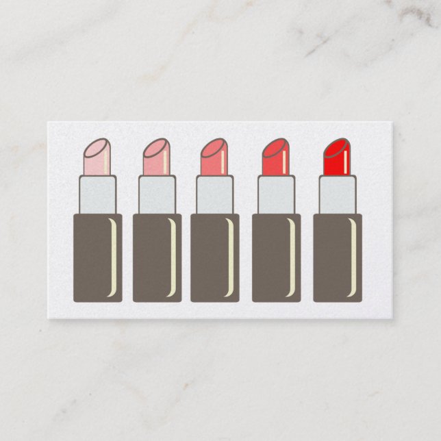 Fünf Lipsticks Makeup Artist Business Card Visitenkarte (Vorderseite)