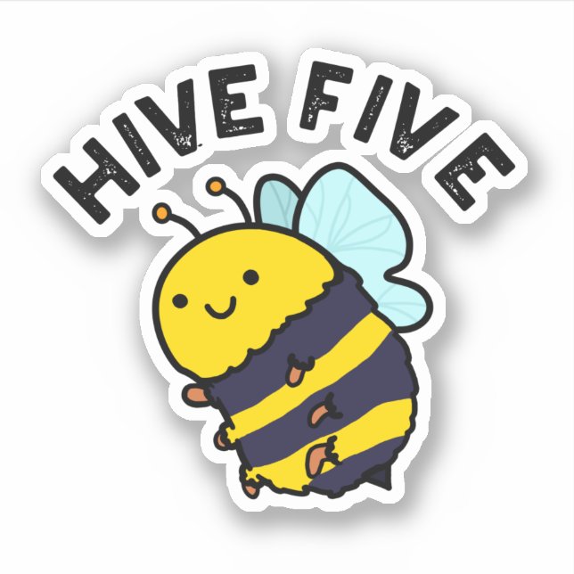 Fünf lustige High Five Bee Pun Aufkleber (Vorderseite)