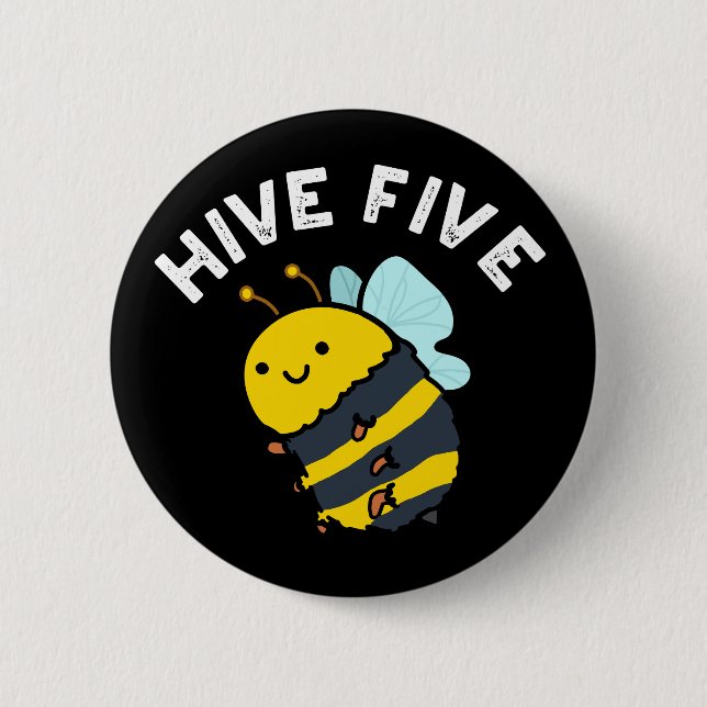 Fünf lustige High Five Been Pun Dark BG Button (Vorderseite)