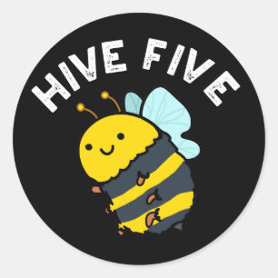 Fünf lustige High Five Been Pun Dark BG Runder Aufkleber