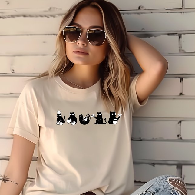 Fünf lustige Stimmungskatzen T-Shirt (Von Creator hochgeladen)