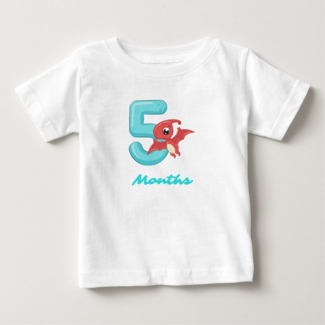 Fünf Monate niedlicher Dinosaurier Baby T - Shirt (Vorderseite)