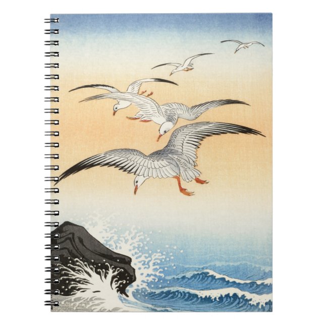 Fünf Möwen über dem turbulenten Meer, Koson, Vogel Notizblock (Vorderseite)