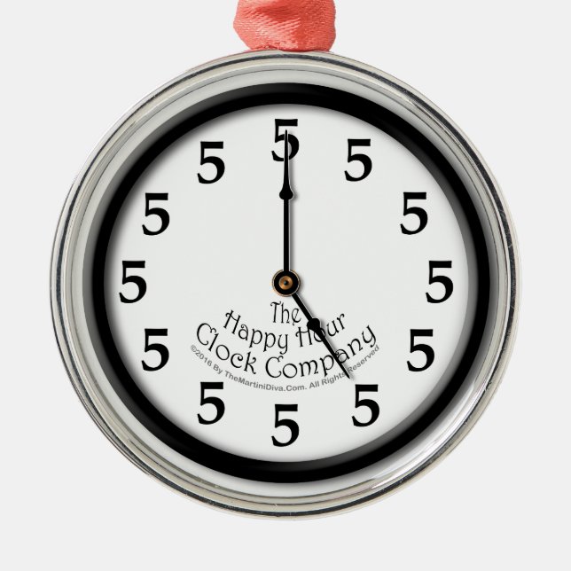 FÜNF O'CLOCK CLOCK SILBERNES ORNAMENT (Vorne)