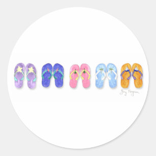 Fünf Paare des Flipflop-Aufklebers Runder Aufkleber