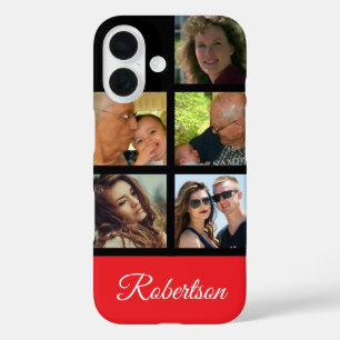 Fünf Persönliche Fotos mit dem Namen rot iPhone 16 Hülle