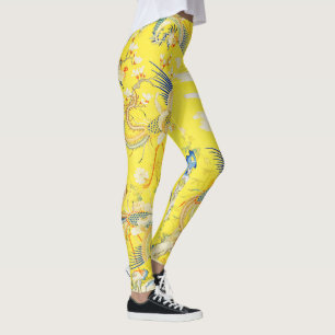 Fünf Phönixe in Gartenchinesischer Gelbblüte Leggings