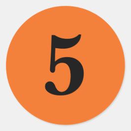 Fünf Planungen für einfache 5 orange schwarz Runder Aufkleber