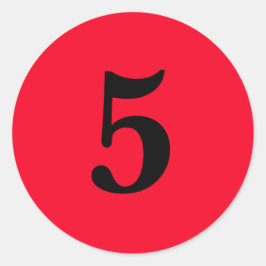 Fünf Planungen für einfache 5 rote schwarz Runder Aufkleber