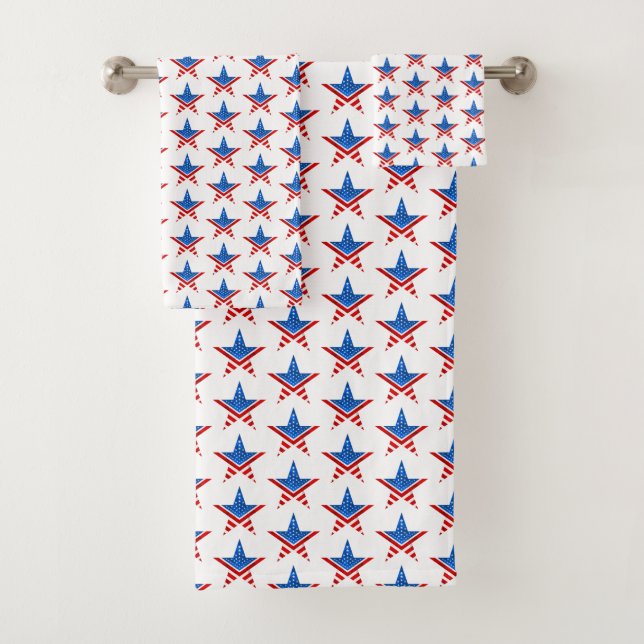 Fünf-Punkte-Stern mit amerikanischer Flagge Badhandtuch Set (Insitu)