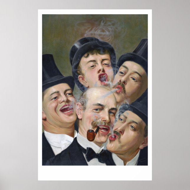 Fünf Raucher spielen Karten Poster (Vorne)