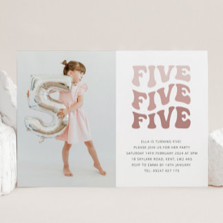 Fünf Retro Blush Landschaft Foto Einladung