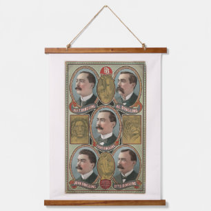 Fünf Ringling Brothers Büstenportraits Wandteppich Mit Holzrahmen