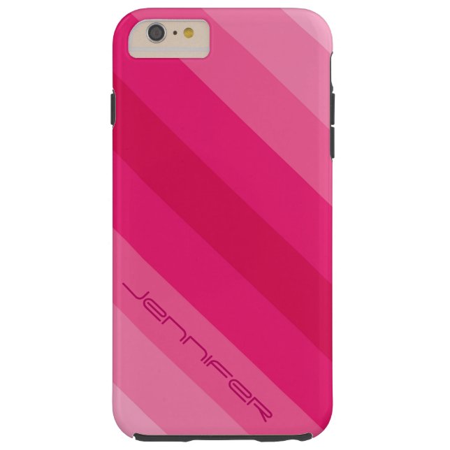 Fünf rosa Diagonalstreifen, Name, Minimalistisch  Case-Mate iPhone Hülle (Rückseite)