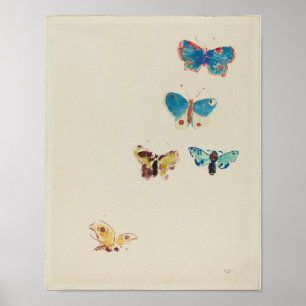 Fünf Schmetterlinge von Odilon Redon Druck Poster