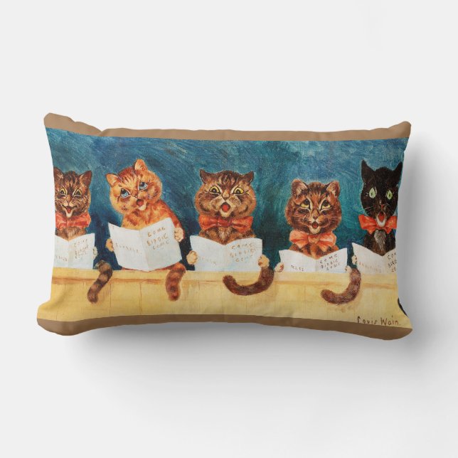Fünf singende Katzen, Louis Wain Lendenkissen (Vorderseite)
