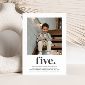 Fünf - Square Foto Geburtstagseinladung Einladung