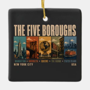 Fünf Stadtbezirke New York City NYC Illustration R Keramikornament