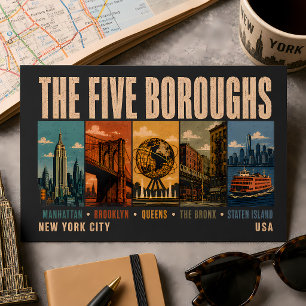 Fünf Stadtbezirke New York City NYC Illustration R Postkarte