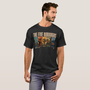 Fünf Stadtbezirke New York City NYC Illustration R T-Shirt