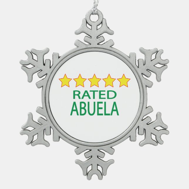 Fünf-Sterne-Abuela Schneeflocken Zinn-Ornament (Vorderseite)