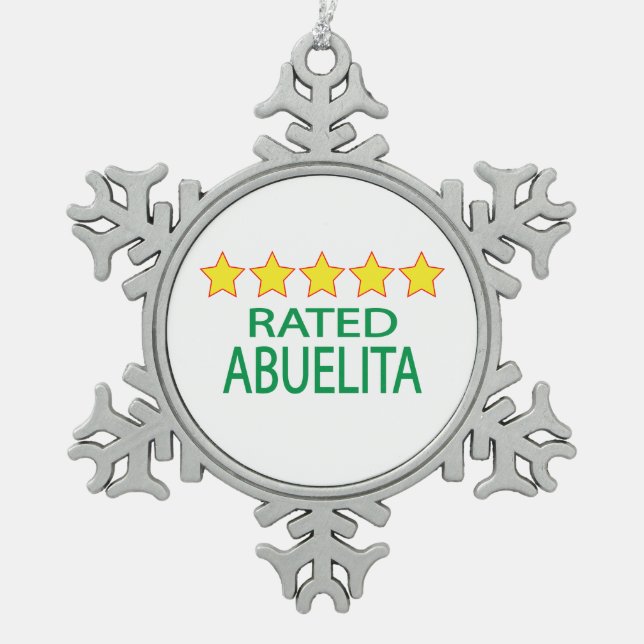 Fünf Sterne Abuelita Schneeflocken Zinn-Ornament (Vorderseite)