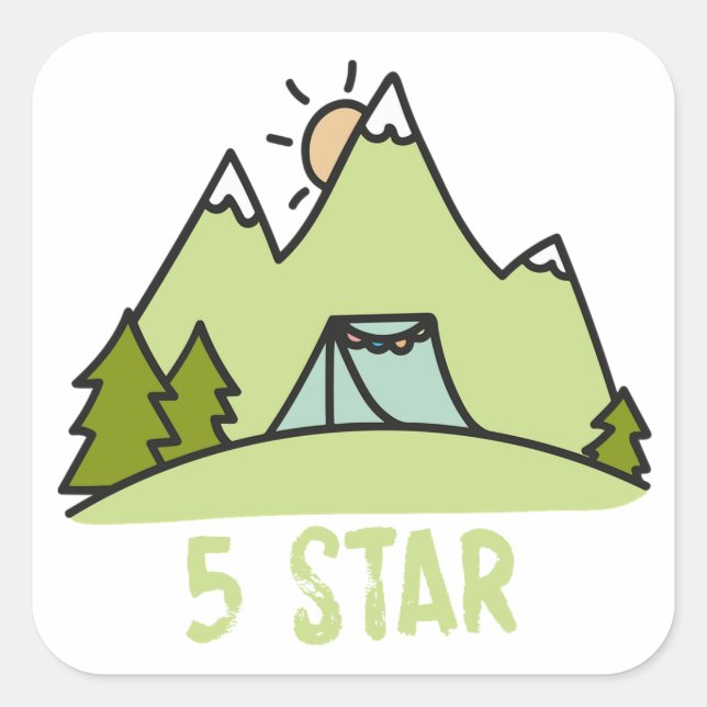 Fünf-Sterne-Camping Quadratischer Aufkleber (Vorderseite)