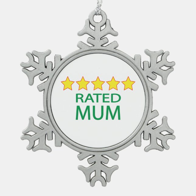Fünf-Sterne-Mama Schneeflocken Zinn-Ornament (Vorderseite)
