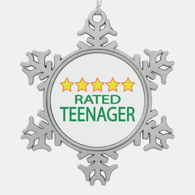 Fünf-Sterne-Teenager Schneeflocken Zinn-Ornament (Vorderseite)
