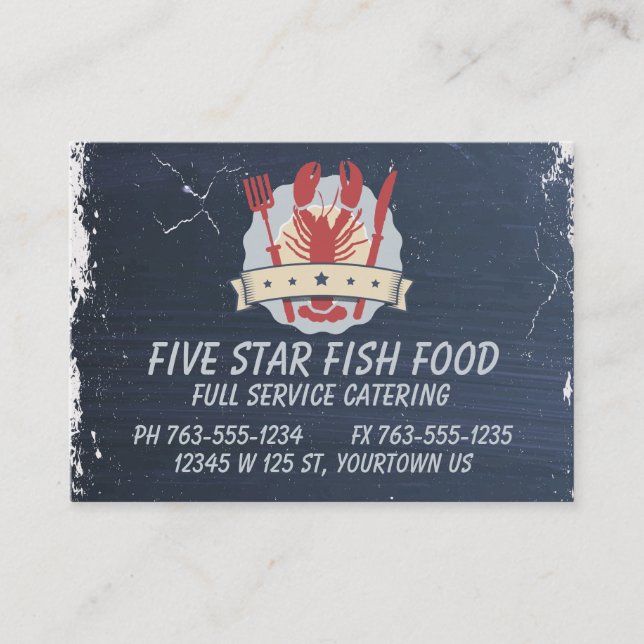 Fünf-Sternehummergabelmessertafel-Kochs-Catering Visitenkarte (Vorderseite)