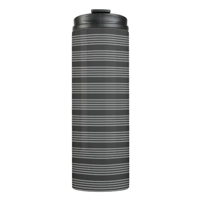 Fünf Streifen, grau und kohlefrei Thermosbecher (Vorderseite)