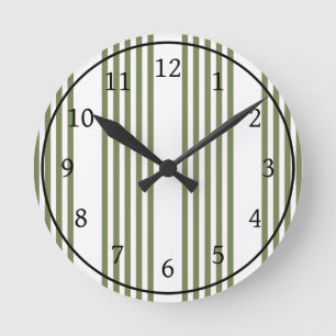 Fünf Streifen, grün und weiß Runde Wanduhr