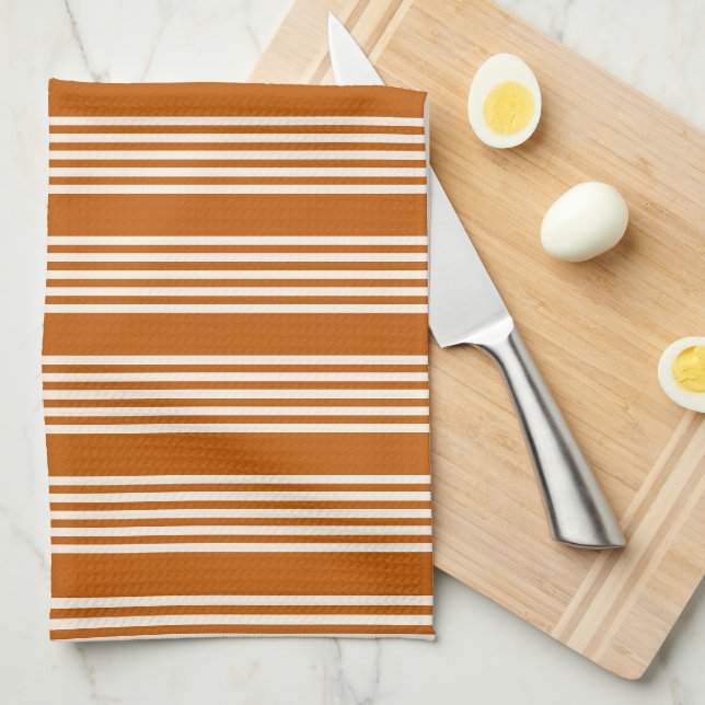 Fünf Streifen in Beige und Orange Geschirrtuch (Viertel Falte)
