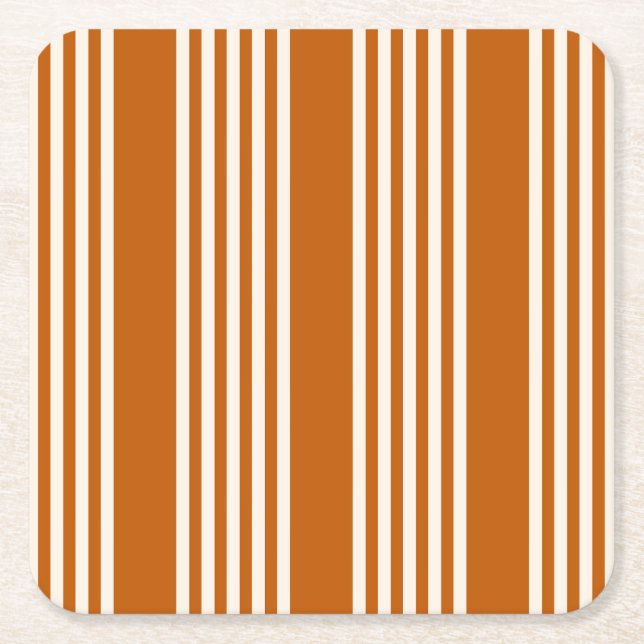 Fünf Streifen in Beige und Orange Rechteckiger Pappuntersetzer (Vorderseite)