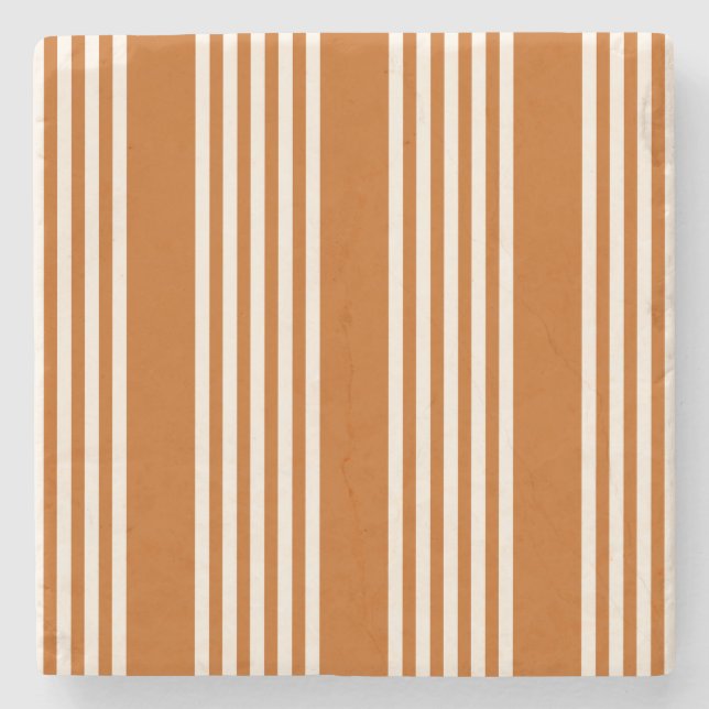 Fünf Streifen in Beige und Orange Steinuntersetzer (Vorderseite)