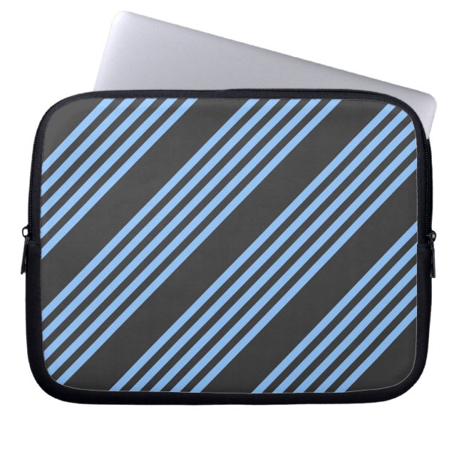 Fünf Streifen in Blau und Kohle Laptopschutzhülle (Vorderseite)