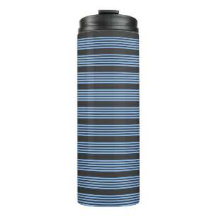 Fünf Streifen in Blau und Kohle Thermosbecher
