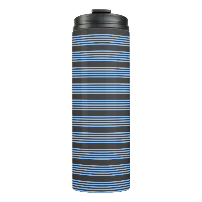 Fünf Streifen in Blau und Kohle Thermosbecher (Vorderseite)