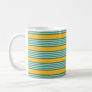 Fünf Streifen in grün und weiß, gelb Kaffeetasse