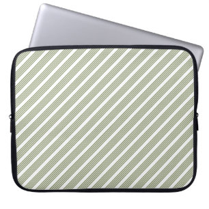 Fünf-Streifen-Muster für Olivgrün und Weiß Laptopschutzhülle